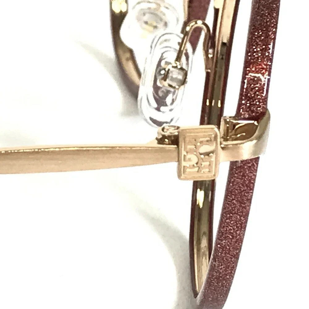 BCBGMAXAZRIA Eyeglasses Frames ADELINA Red Sparkly Glitter Gold Round 49-18-135